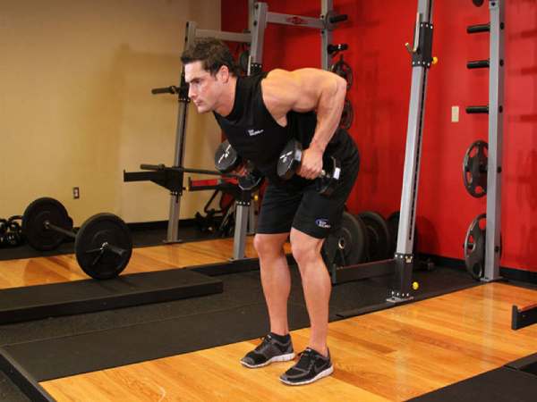 Bài tập Gym tăng cân cho nam với động tác gập người nâng tạ