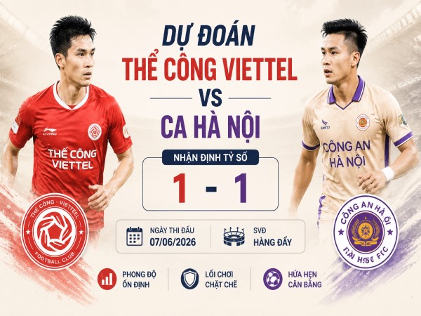 Dự đoán Thể Công Viettel vs CA Hà Nội, nhận định tỷ số ngày 07/06